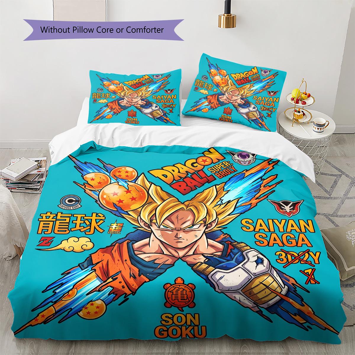 

Постельное белье с рисунком Dragon Ball Комплект одеял Покрывало Наволочка Домашний Декор Подарок на День Рождения (1 пододеяльник + 2 наволочки, без наполнителя) 135x200cm