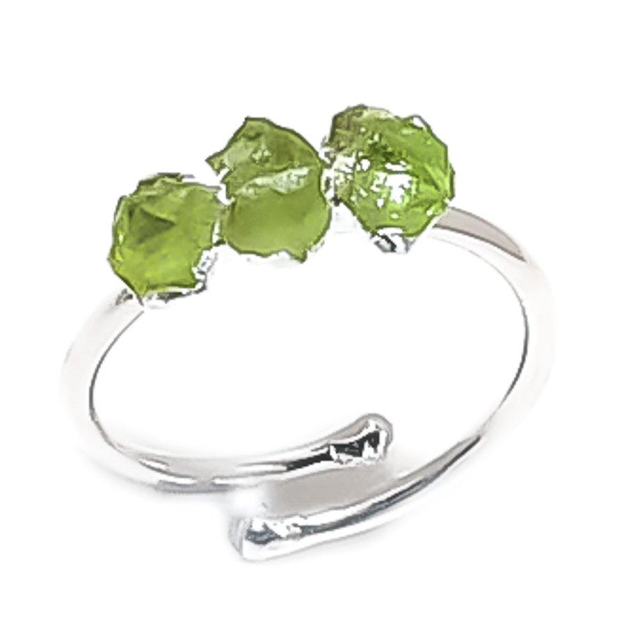 Natural Peridot Rough 925 Sterling Silver Jewelry Ring Size Adjustable D5j17