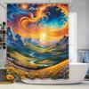 Sunset Mountain Majesty: Scenic Landscape Pattern Shower Curtain for a Tranquil and Inspiring Bathroom Décor