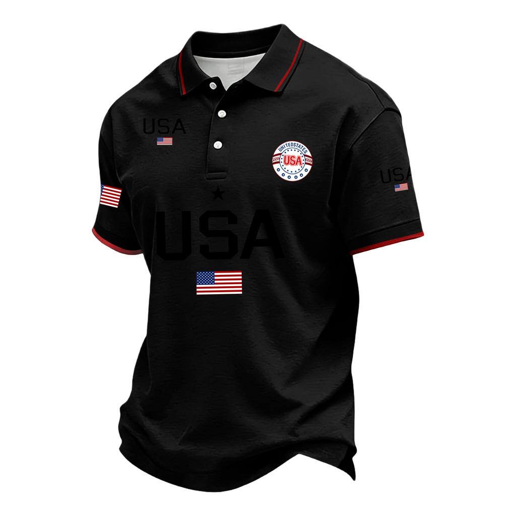 Men's Loose And Casual Flag-print T-shirt, Short Sleeve Shirt