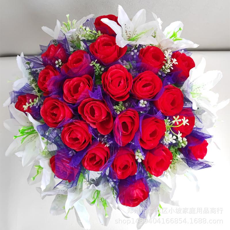 Simulation Bridal Bouquet 6 Roses Mixed and Matched Bouquet