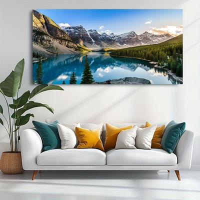 Modern Canvas Poster Art Lake Light Mountain Color Mountain Water Painting Beautiful Scenery Living Room Home Decoration