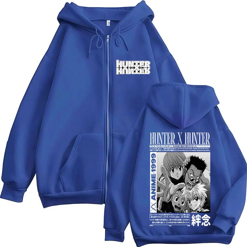 Sudaderas con Cremallera de Anime Hunter X Hunter Kurapika Killua Zoldyck GON FREECSS Leorio para Hombre y Mujer Sudaderas con Capucha y Cremallera Chaquetas