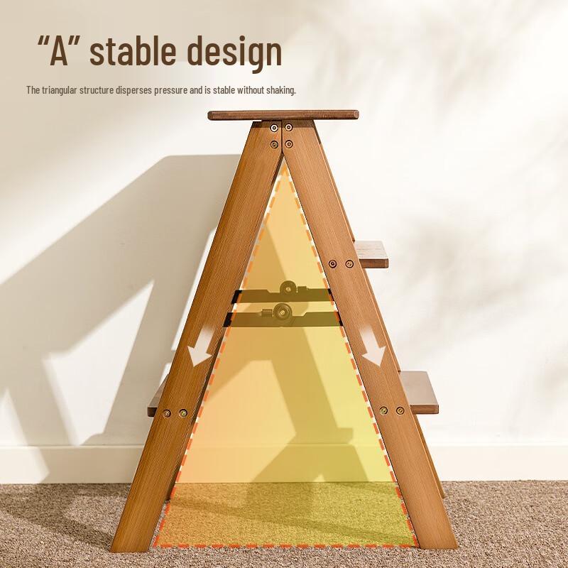 Bamboo Foldable 3-Step Ladder Stool