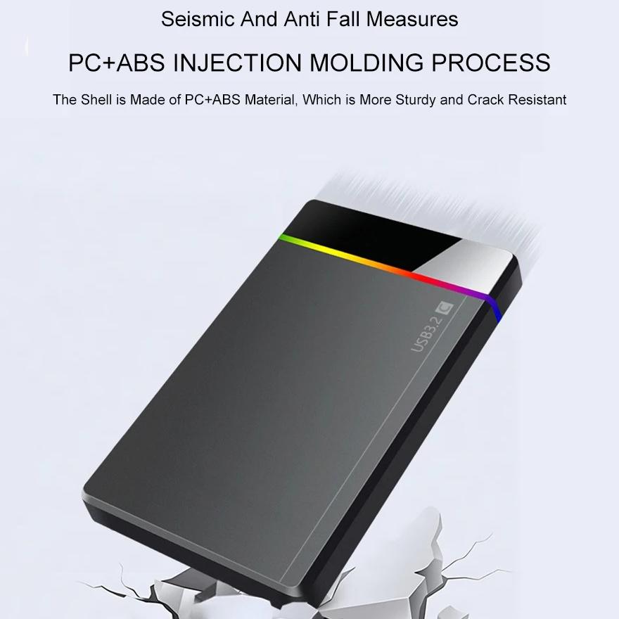 2,5palcový Beznástrojový RGB Mobilní Box na Pevný Disk USB 3.2 5Gbps Notebook Pevný Disk SSD HDD Kryt Typ C 3.1