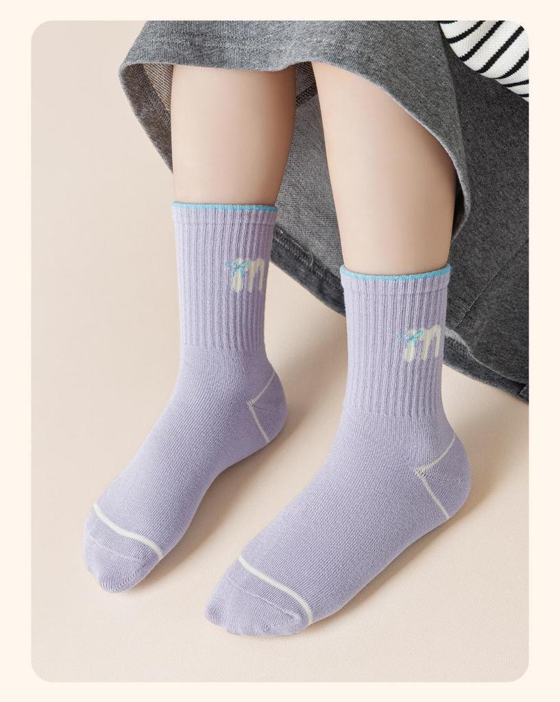 2025 New Anti-Odor Boneless Cotton Mid-Calf Socks for Baby Girls - Cute Autumn Design