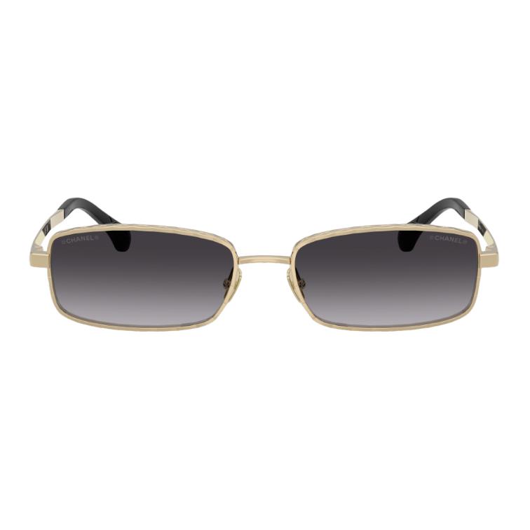 Chanel Gradient Design Metal Rectangular Sunglasses Unisex Sunglasses Light-Gold CH4295C134S6