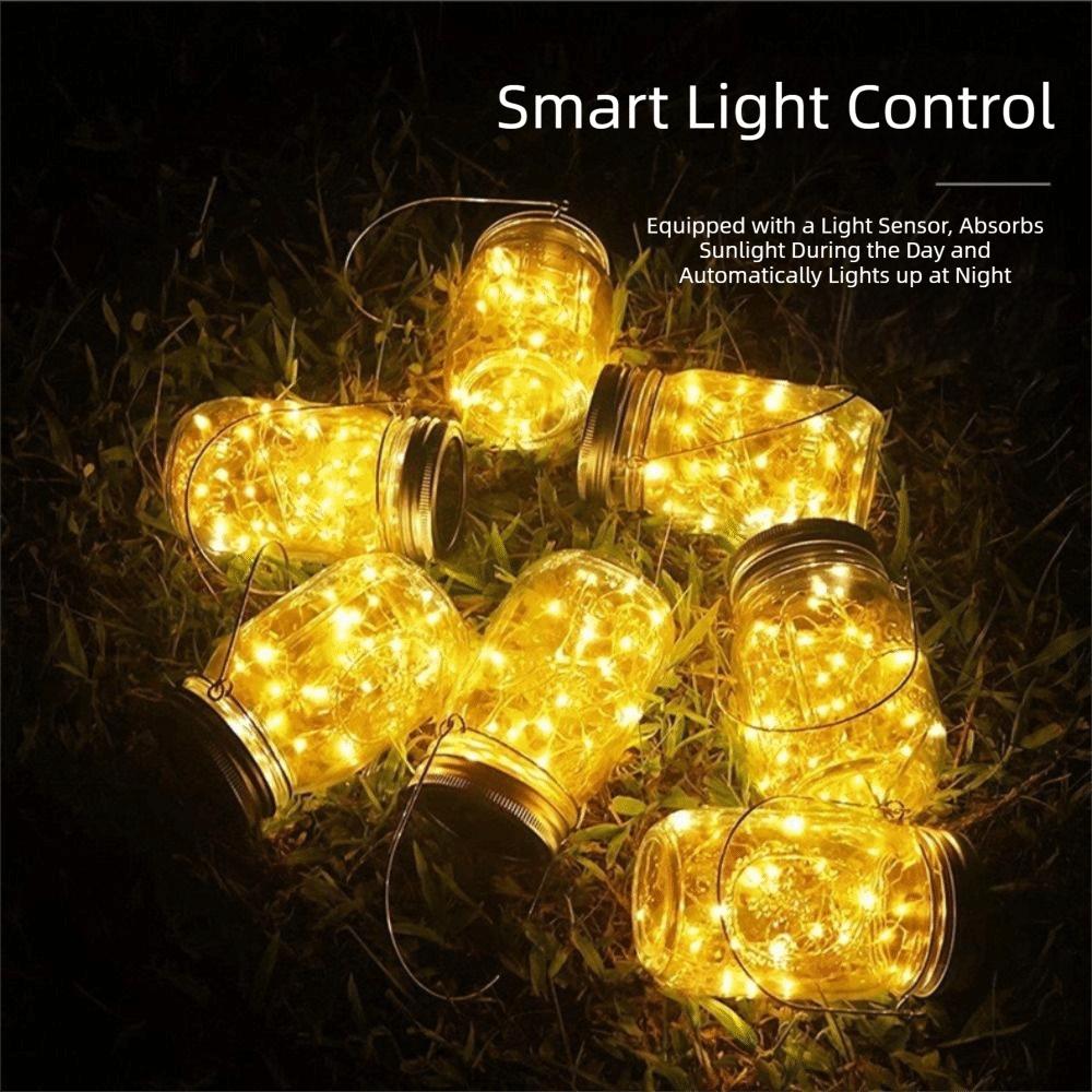 30LED Mason Jar Lid Lights Solar Charging Hanging Outdoor Lights Outdoor Fairy Lights  Porch Patio