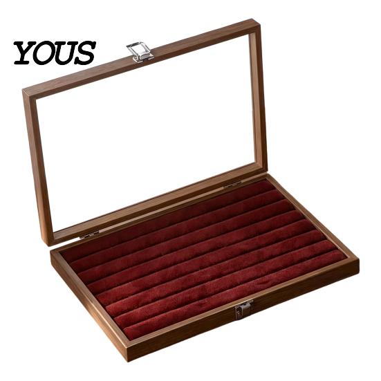 Velvet-lined Jewelry Holder Ring Storage Box, Durable Wood with Compartmentalized Design, Soft Travel Organizer Box Velvet Interior Multi-grid