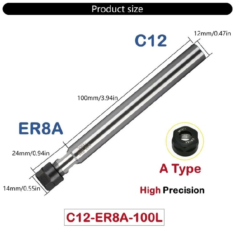 Heavy Duty Straight Shank Extension For Tool Alloy Steel 0.01mm Pulsation Control Highly Speed Milling Accessories