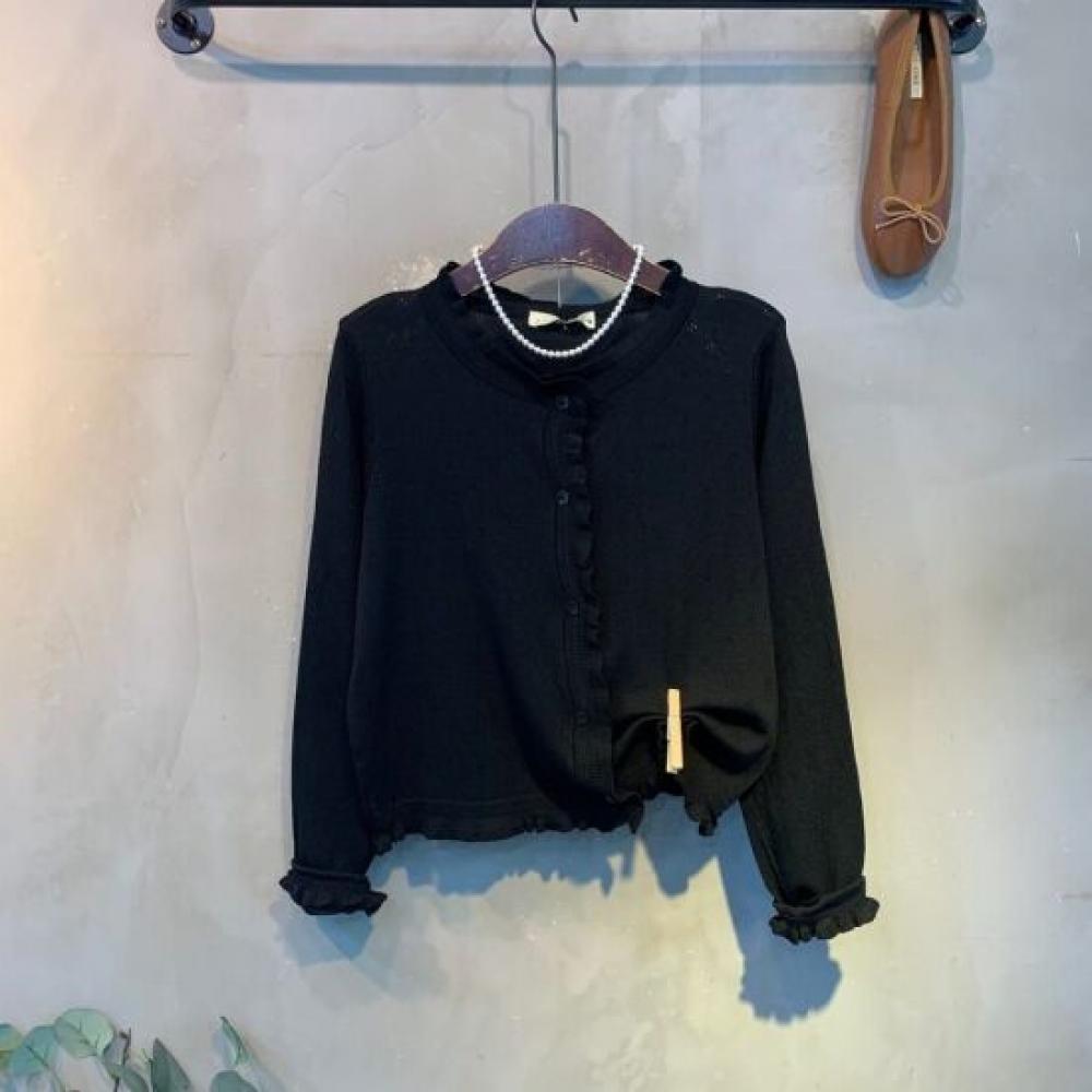 C S In The Room Eye punChIng Frill Long Sleeve Knit Cardigan 3Color