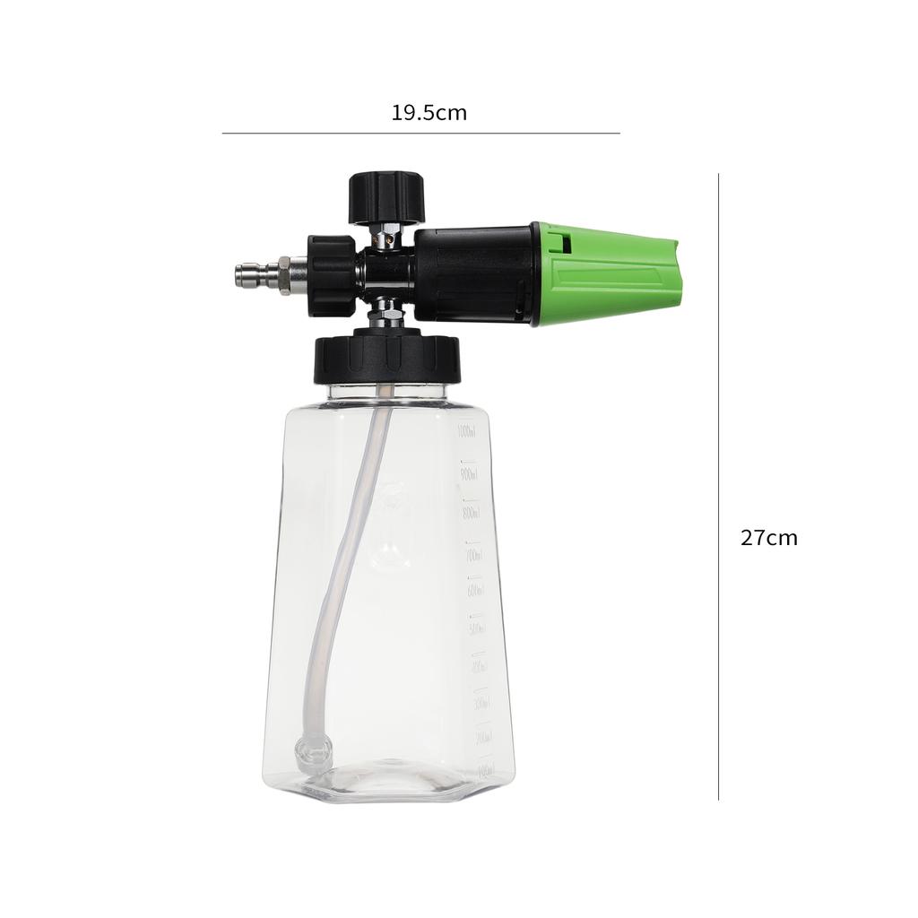 Foam Cannon for Pressure Washer with Dual-Connector Tool, Car Foam with 1/4'' Quick Connect 1L Transparent Bottle