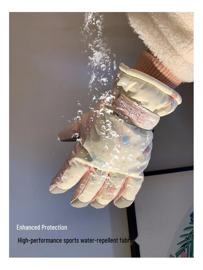 Damen Winter Skihandschuhe, Touchscreen-kompatibel, mit Fleece gefüttert, winddicht, wasserdicht, für Kälteschutz und Motorradfahren.