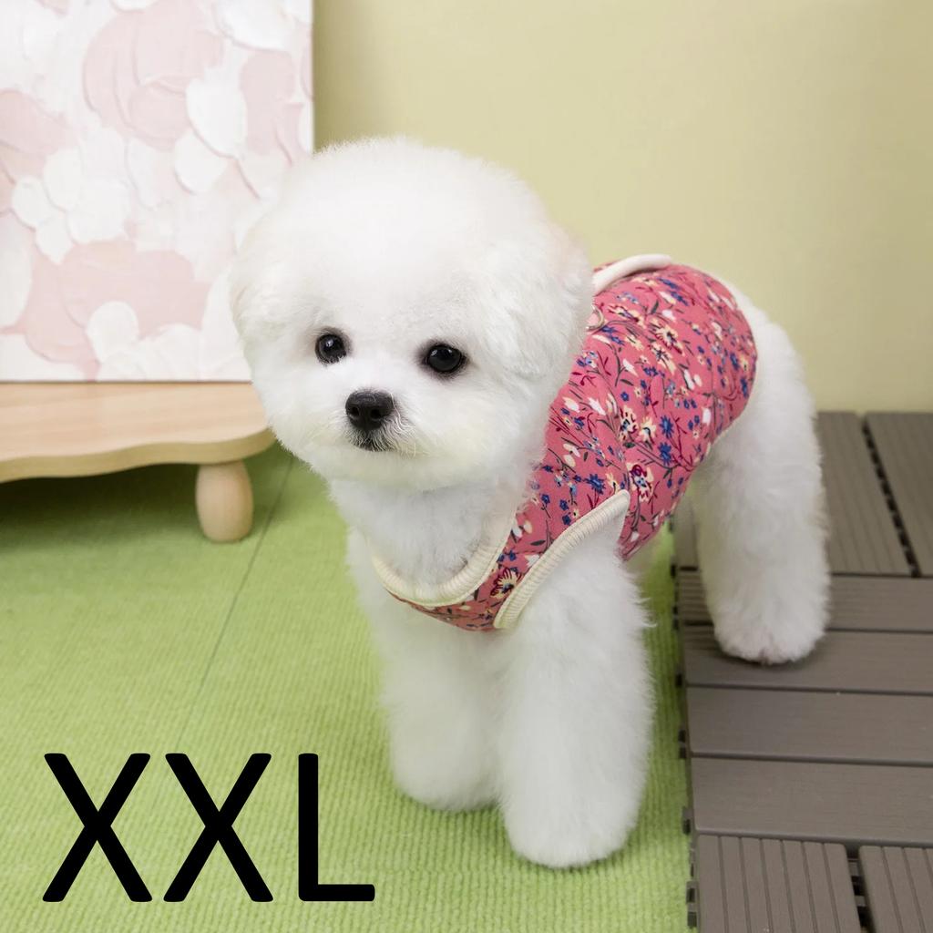 Winter FlowerPattern Pet Jacket Pet Dog Costume Navy Pink Sleeveless Vest Jacket Warm Comfortable Floral Cotton Vest Small Dog