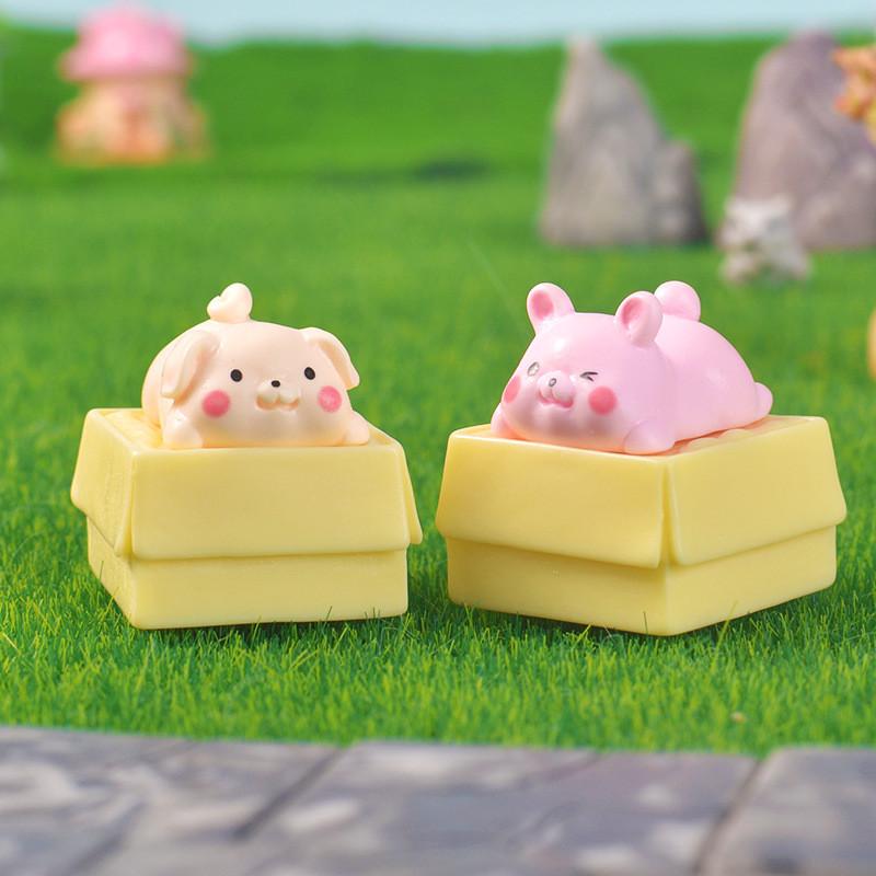   4Pcs/set Cartoon Animal Miniatures Diy Resin Ornament Fairy Garden Decoration Moss Terrarium Micro Landscape  