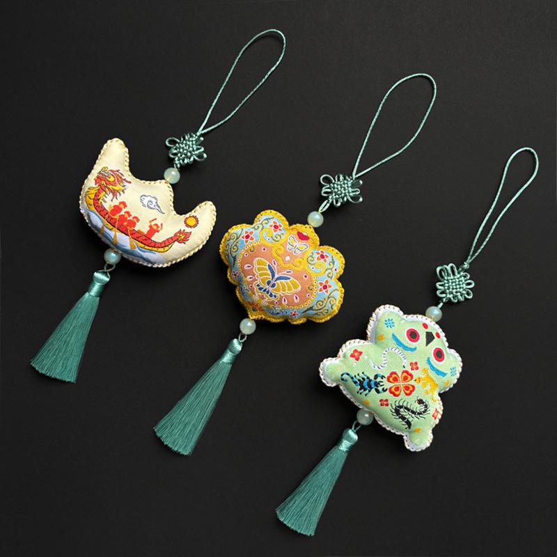 Dragon Boat Festival Double-Sided Embroidery Sachet Pendant for School and Community Activities