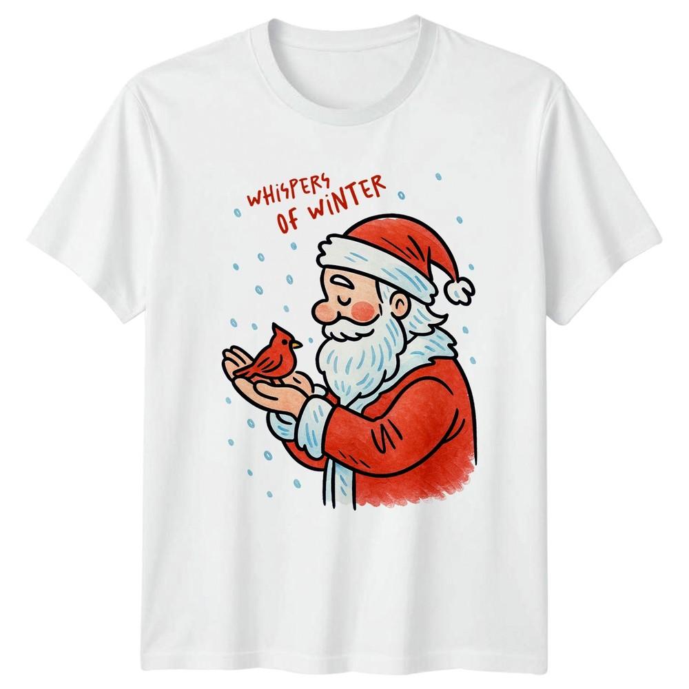 Whispers Of Winter Santa Claus Cardinal Christmas Holiday Unisexs Unisex Graphic Tee S