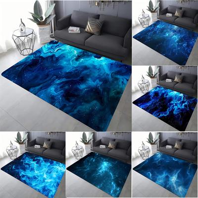 Blue Abstract Liquid Art Carpet Various Styles With Galaxy Smoke Energy Swirl Patterns Non Slip Rug For Living Room Decor