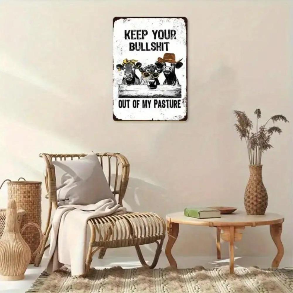 Sarcastic Cow Metal Plaque Pasture Bullshit Sign Farmhouse Decor Vintage Home Art Gift for Farmers