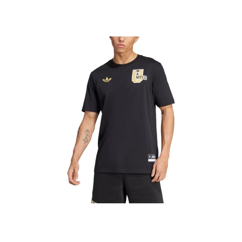 Adidas Originals Manchester VRCT Tee FW24 United Cotton Fashion Comfortable Sports Crew Neck Short Sleeve T-Shirt Men Tops Black JL6115