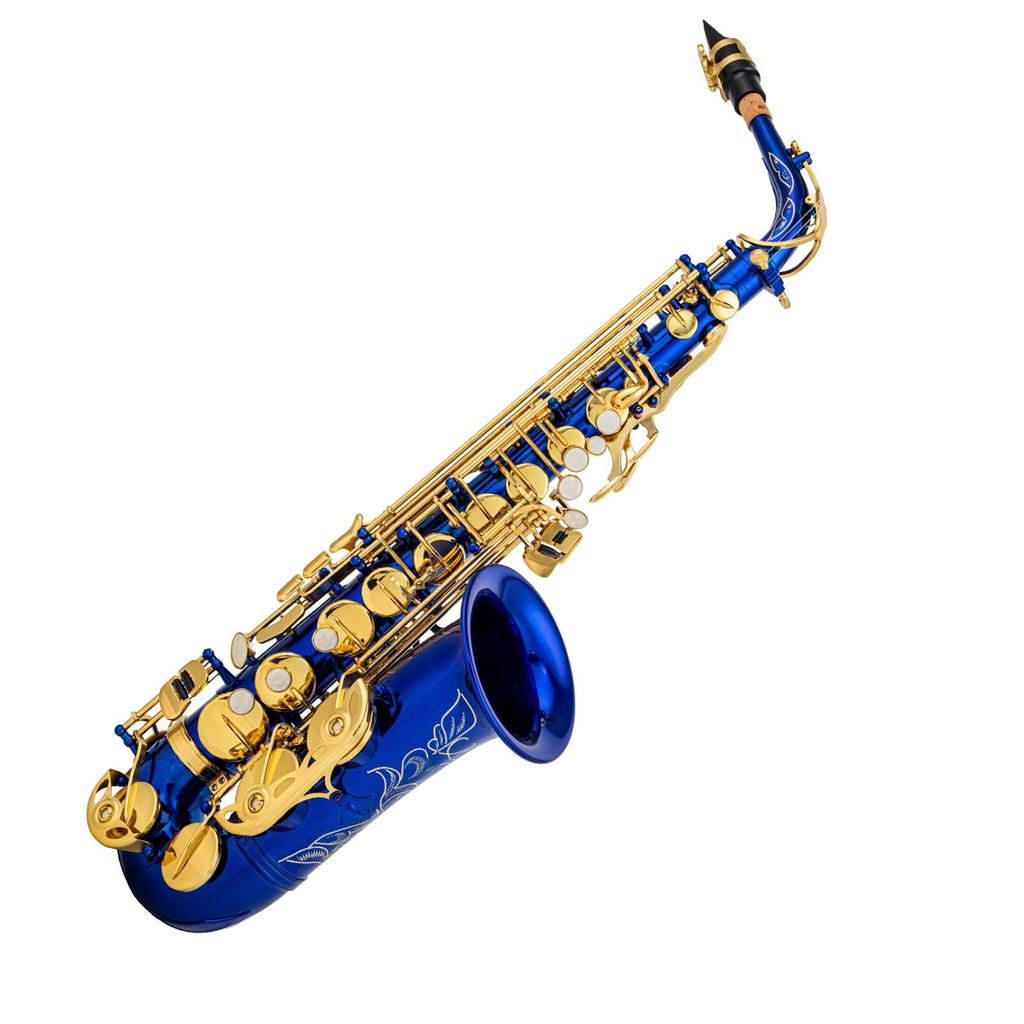 Btuty Eb Alto Saxophone Brass E Flat Saxophone 802 Key Type Woodwind Instrument with Cleaning Rod Cloth Gloves Strap Padded Case… (Blue)