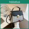 Square Shape Lattice Zipper Women Inclined Satchel Bag Leisure Pu Lock Buckle Shoulder Crossbody Handbag Bags Adjustable Band Strap