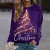 Women's Fashion Casual Long Sleeve Christmas Printed  Neck Sweatshirt Top