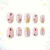 24-Piece Fresh Spring Floral Oval Nails - Medium Length False Fingernails