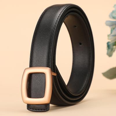 Women'S Leather Belt Wind Belt Women'S Decoration Simple Business Matte Alloy Cowhide Pants Belt