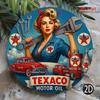 Vintage Texaco Pin Up Girl Metal Tin Sign Retro Garage Americana Wall Art