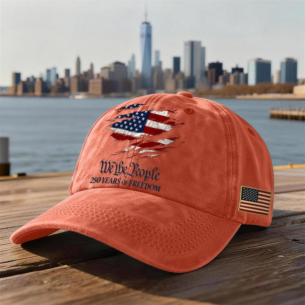 Unisex USA 250th Anniversary Printed Distressed Washed Baseball Cap | Patriotic Vintage Hat For Celebrations