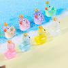 Cute Glowing Crown Miniature Yellow Duck Resin Figurine For Moss Terrariums