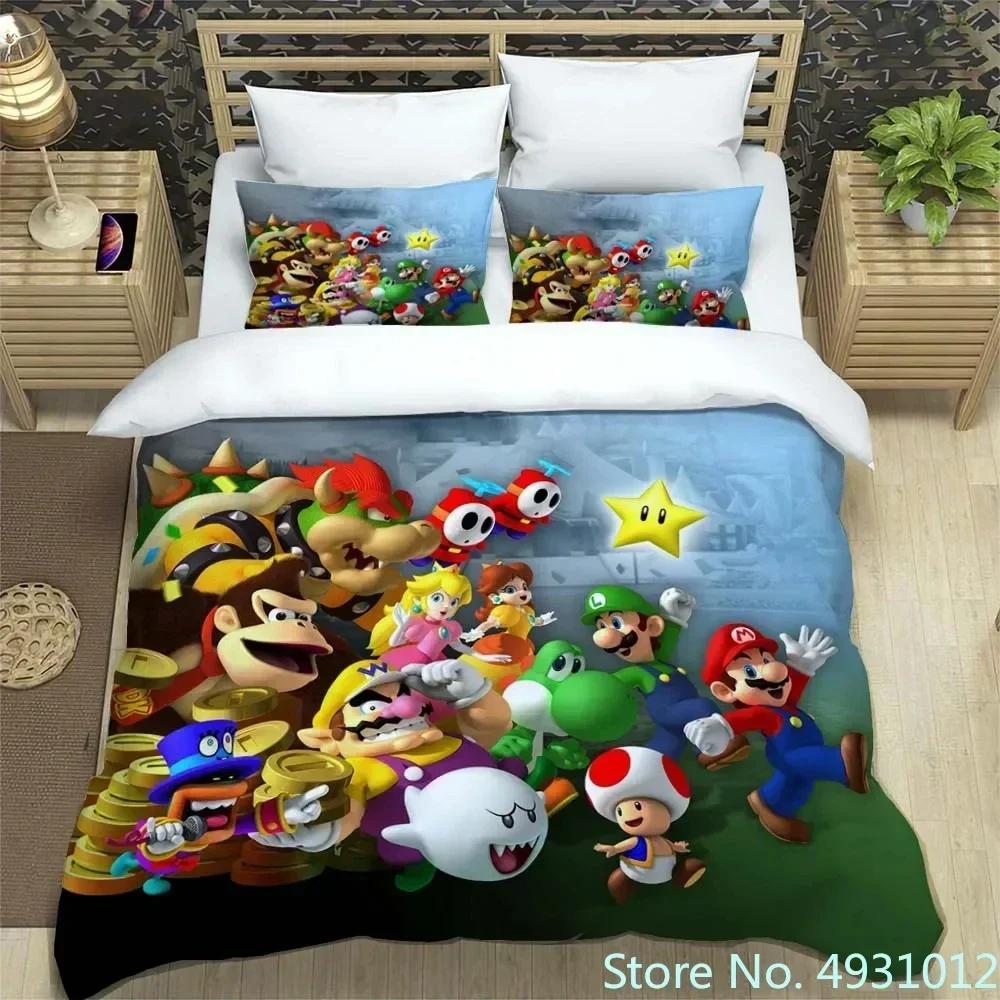 

Anime Jumpman Super Mario Children Bedding Set Pillowcase Bedclothes Cartoon 3D Printed Kids Adult Boys Quilt Duvet Cover Gift US King(264*228cm)3pcs