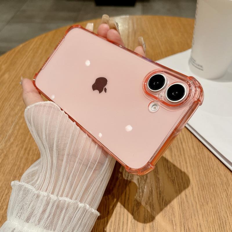 

Простой цветной прозрачный чехол для телефона TPU для iPhone 16 Pro Max 15 Pro 14 Plus 13 12 11 тонкий мягкий ударопрочный прозрачный чехол для задней крышки iPhone 14 розовый
