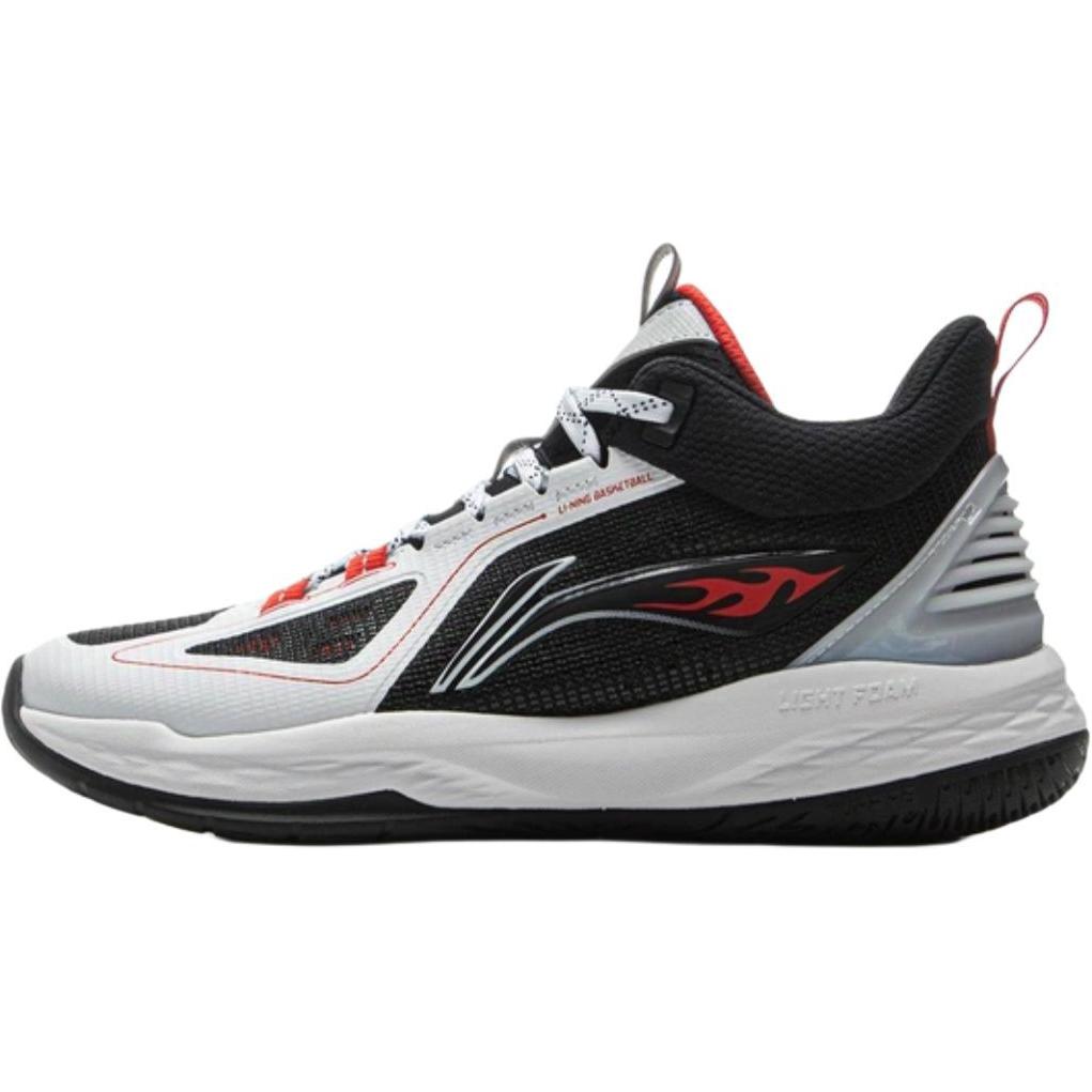 Li Ning Kids Basketball Long Fist Comfortable Soft Non-Slip Wear-Resistant Low-Top Basketball Shoes Men basketball shoes Black White YKBV018-7
