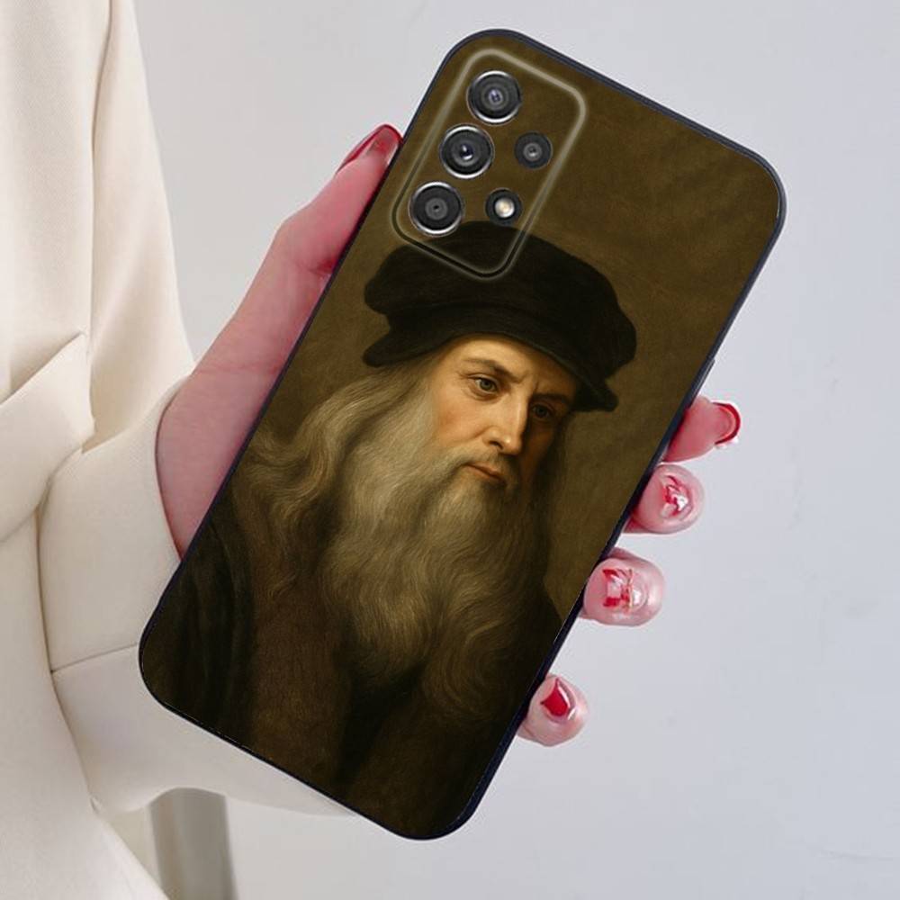 L-Leonardo da Art Vinci Phone Case For Samsung S24,21,22,23,30,Ultra,20,Plus,Note,10,9,Black soft silicone case