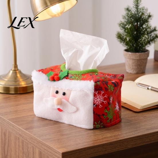 Festive Living Room Decor Christmas Tissue Box Cover, Santa Face Holiday Napkin Dispenser Sleeve, Non-Woven Fabric Table Centerpiece Holder