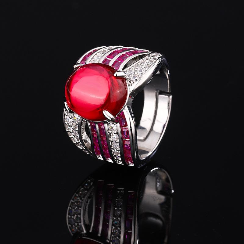 

Комплект ювелирных изделий из чистого серебра 925 пробы, серьги-иглы, кольцо с имитацией красного корунда, комплект из двух колец, серьги для женщин