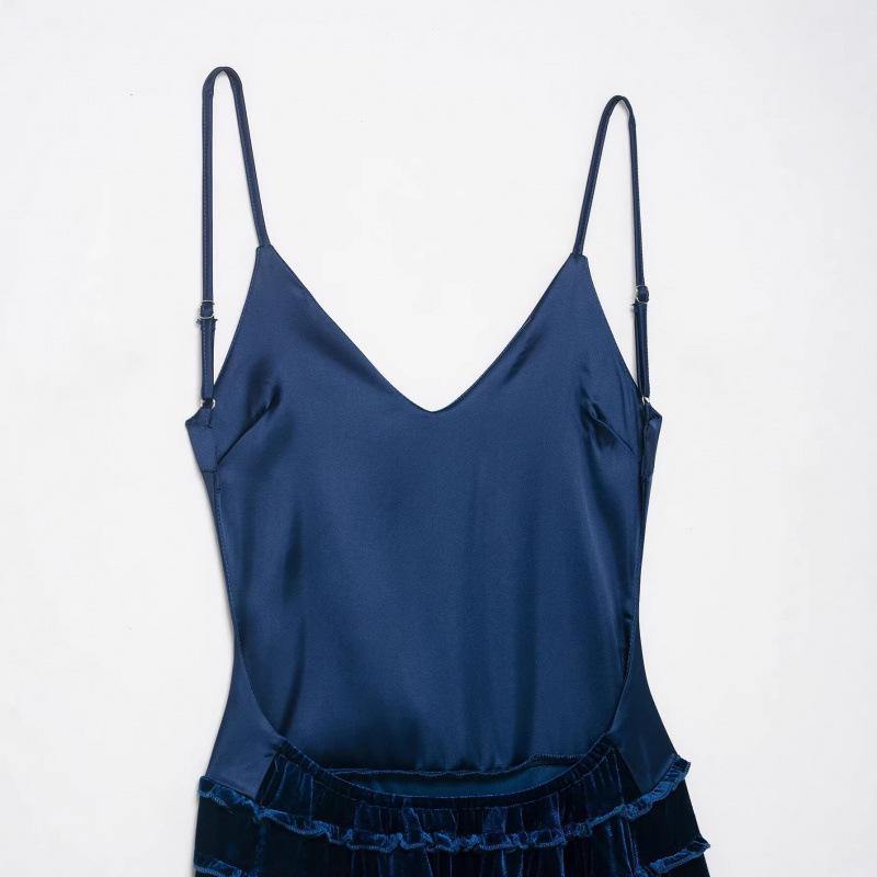 2026 Spring European & American Style Slimming Patchwork Camisole Dress