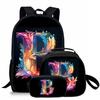 3 Pcs Set Letter Round Lunch Bags ,Pencil Bags ,School Bags For Boy/Girls Best Gifts 2D Flat Cartoon Backpack For Children