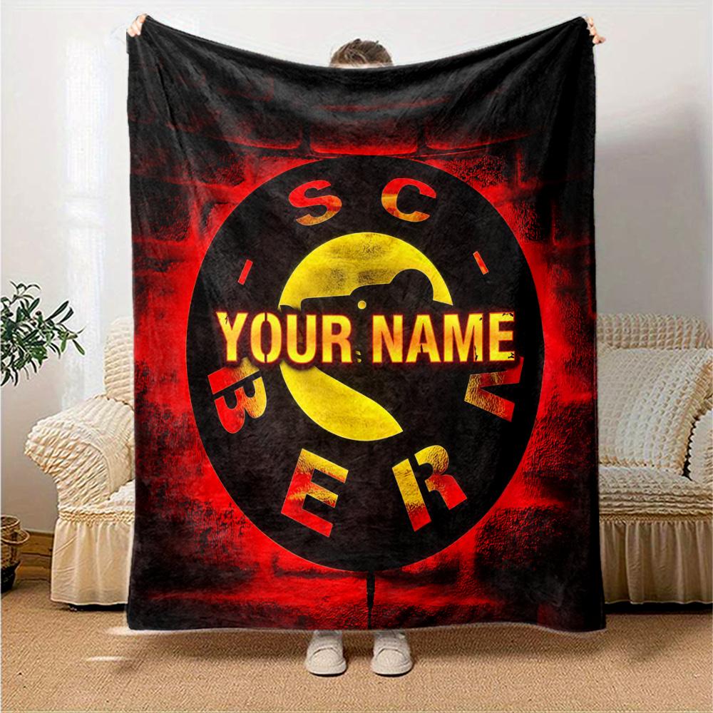 1PC Sc Bern Custom Name Patterned Flannel Blanket Suitable For All Seasons For Home Decor Warmth And Comfort Gifts Holiday Present