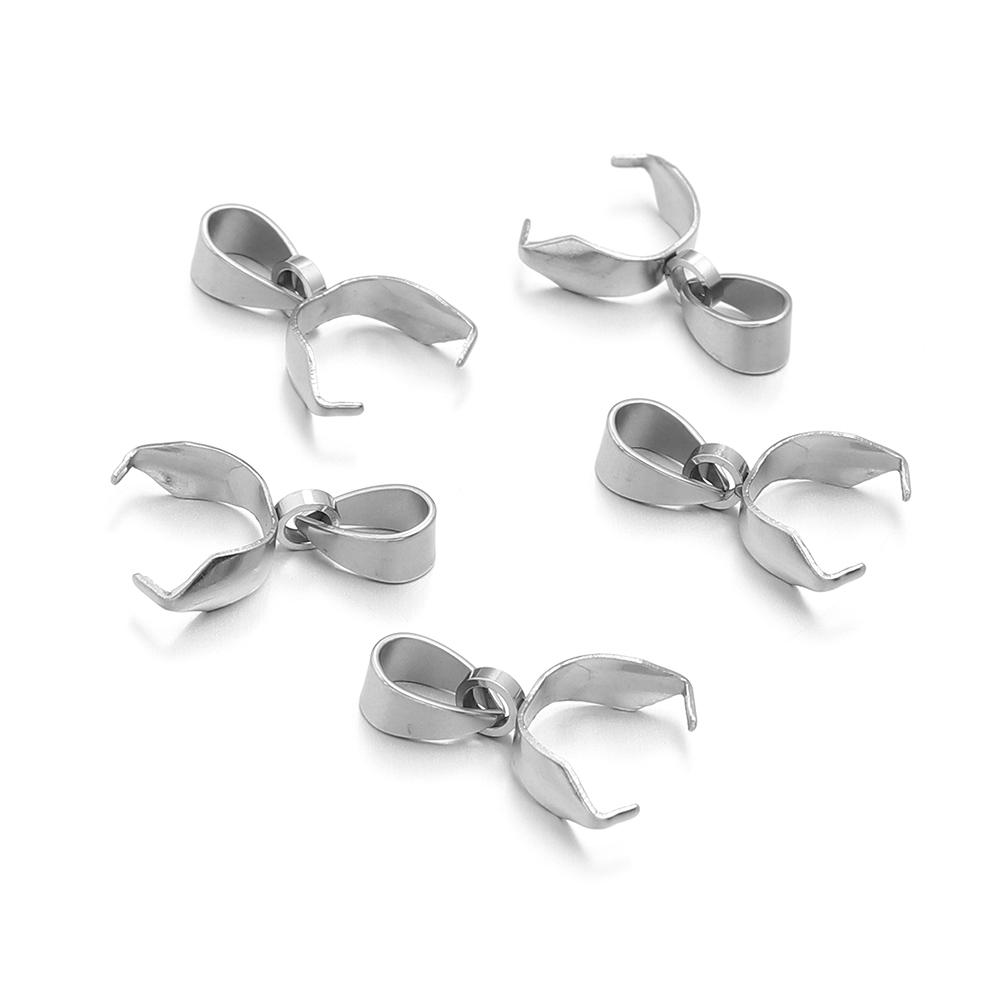 10-20pcs Stainless Steel Pendant Buckle Clasps Pinch Bail Clip Connectors For Jewelry Making DIY Necklace Pendants Accessories