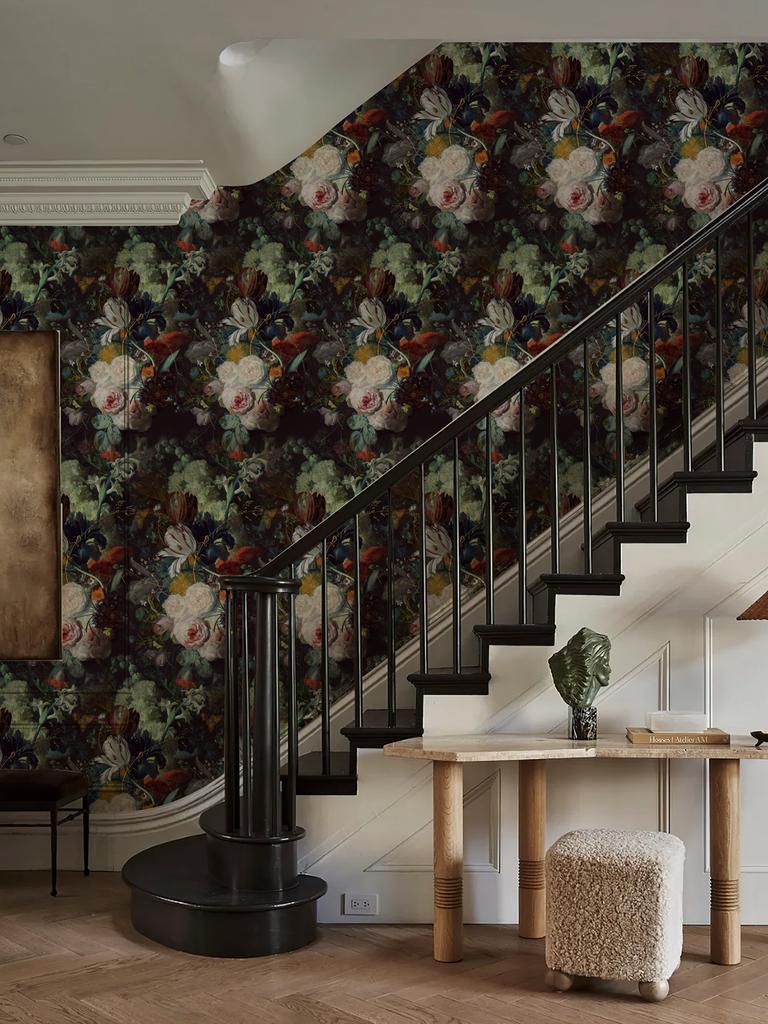 Europäische Ölmalerei Vintage Botanisch Selbstklebende Tapete Heimdekoration Abziehbar und Aufklebbar Tapetenrollen Große Blumenaufkleber