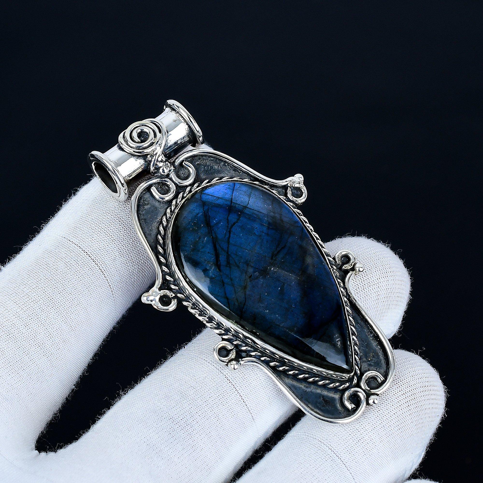 

Labradorite Pendant, 925 Sterling Silver Handmade Jewelry, Labradorite Silver Pendant, Party Wear Jewelry For Women s, Pendant Anniversary Gift 7.5 Cm синій