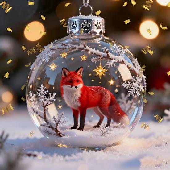 3D Zvířecí Vánoční Dekorace Průhledná Plastová Vánoční Koule Závěsné Ozdoby s Třpytivými Hvězdnými Akcenty pro Zimní Svátky Dekorace na Stromek