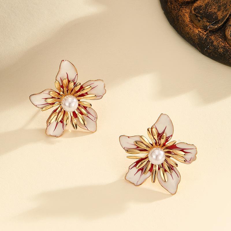 Flower Stud Earrings for Women Girl French Ins Vintage 2025  Korean Wedding Romantic Jewelry Gifts