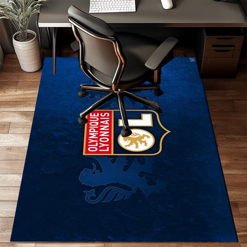 Lyon Football Crest Printed Office Carpet Chair Cushion Entryway Rug, Rugs for Living Room, Bedroom Christmas gifts