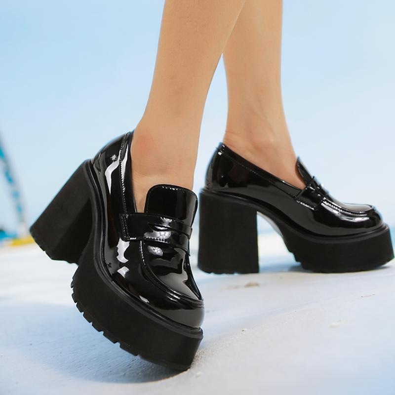 11Cm Ultra-High Heels Waterproof Platform New Women'S Plus Size 34-43 Lace-Up Thick Sole Round Toe Single Shoes  Mujer