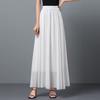Chiffon Skirt Big Swing Skirt Skirt Spring and Summer High Waist and Thin Temperament Simple Black A-shaped Long Skirt White