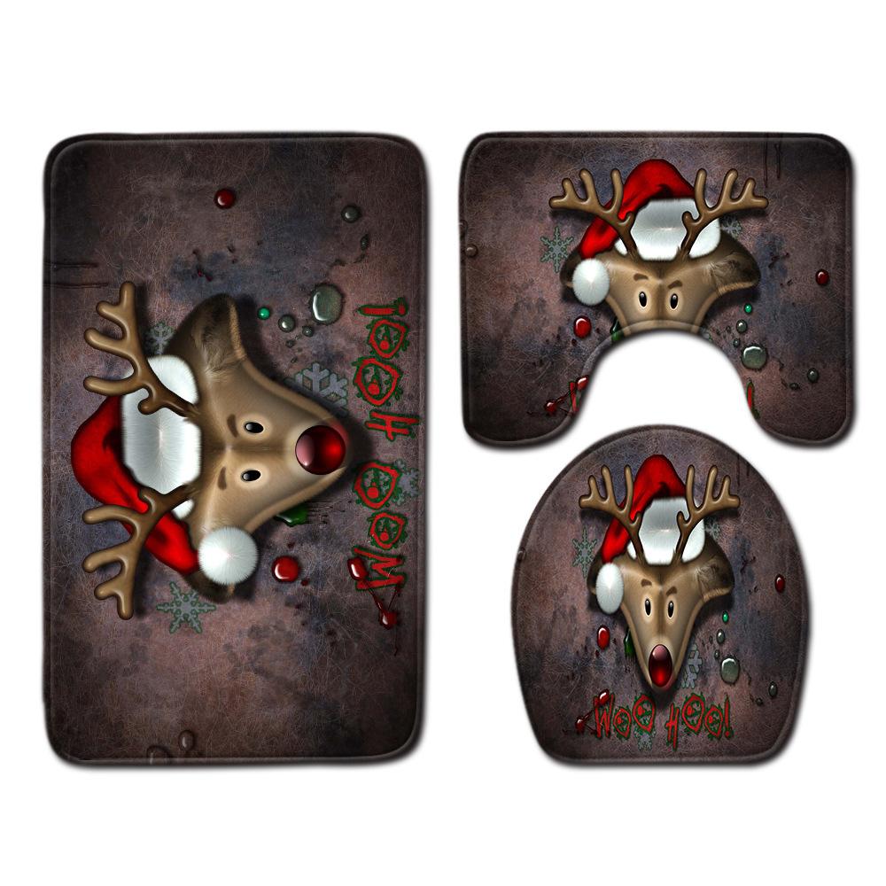 

Рождественский коврик для ванной, туалетный трехпредметный набор 45cmx75cm